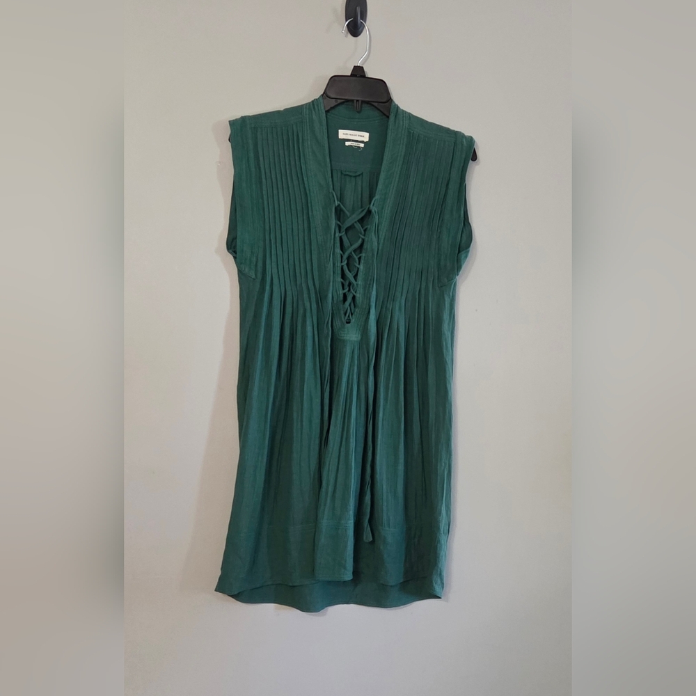 Isabel Marant Etoile Green Karen City Flou Lace Up Mini Dress Size Fr 38 8/10